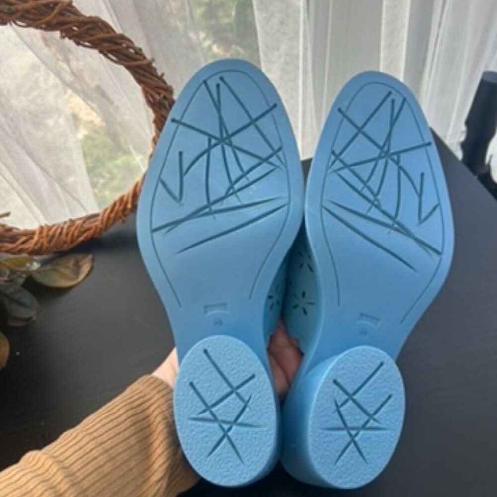 🌸💙 Camper "bonnie" Blue Leather Floral Mules – Women’s Size 40 💙🌸 - Picture 6 of 8